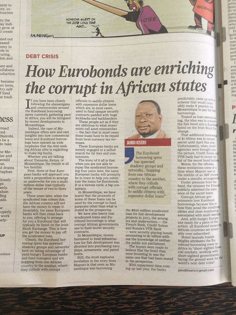 Well articulated. I have nothing else to add other than Kenya's $2.85 billion Eurobond heist.