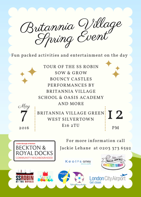 Community event this weekend on Britannia Village Green, some tours of the Robin too!