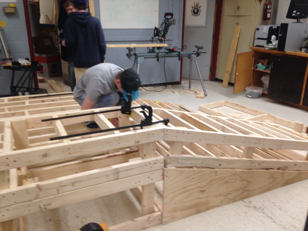 janeberrigan's tweet photo. #BHS02 . Students in production tech 10 building skateboard obstacles for the new skate park @SouthShoreRSB https://t.co/6nJ7dccOcC