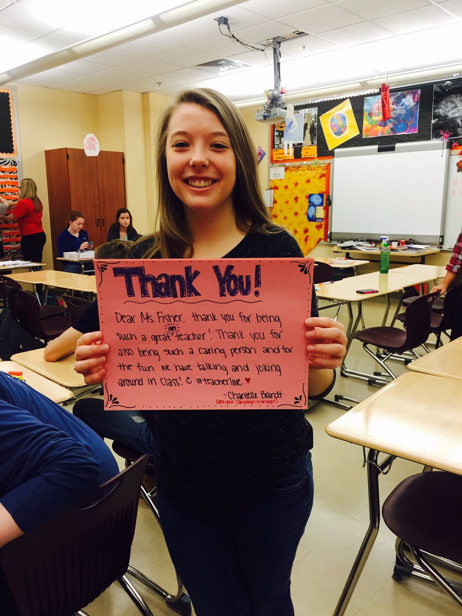 MrsHollenbach's tweet photo. Ms Fisher... You are GREAT!! #ThankATeacher #TeacherLove #NBCThanksTs @PalmyraSchools https://t.co/MHfnZe56oq
