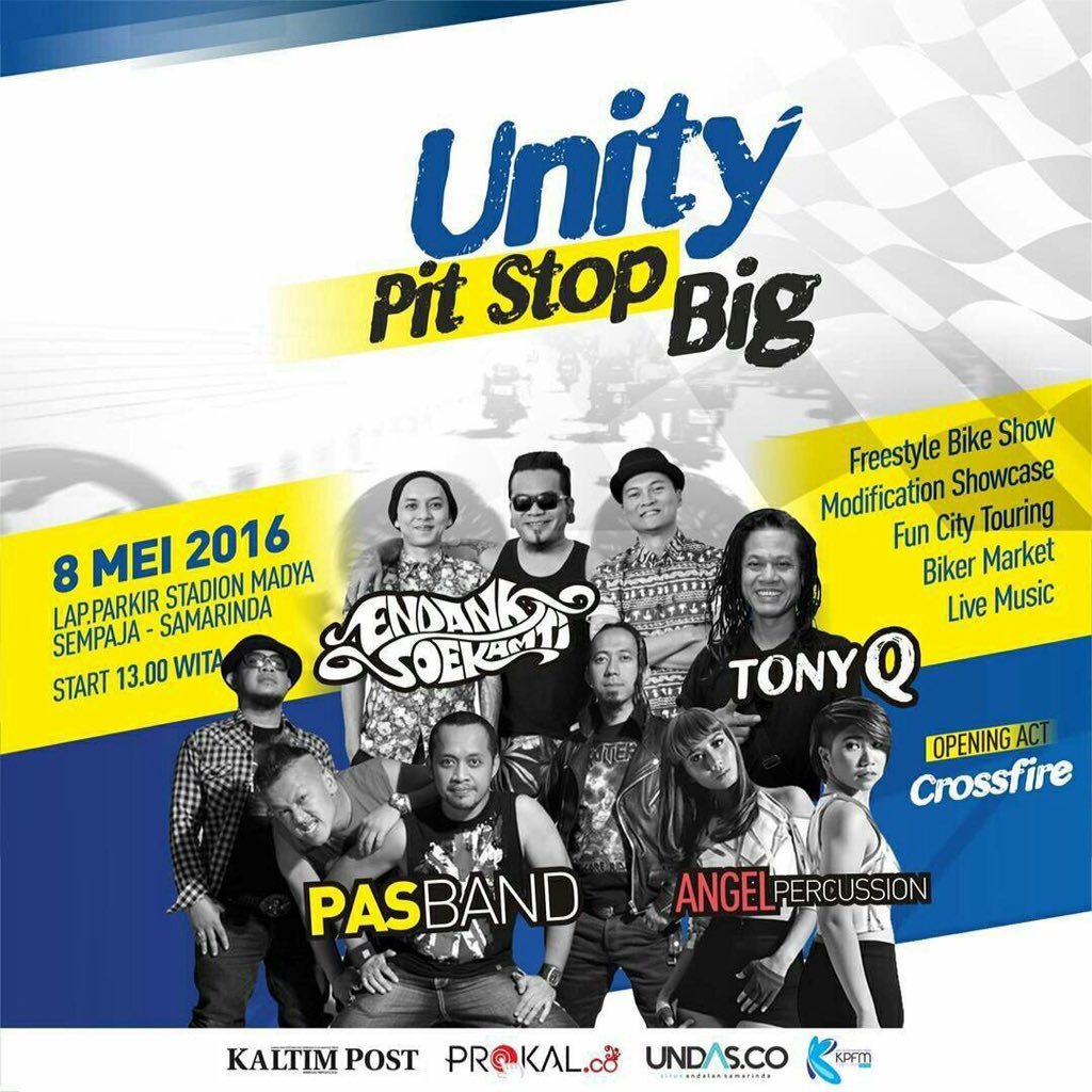 Akhir pekan ini, kami akan bersenang-senang di 'Unity Pit Stop Big' Lap.Parkir Gor Sempaja
onstage di jam 17.00