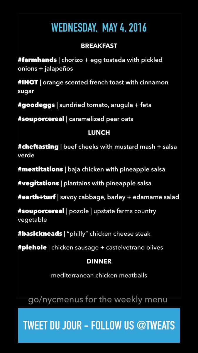 tweats's tweet image. Happy Wednesday! #releasethemenu