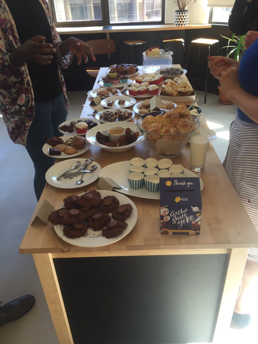 Big morning tea spread at the office for <a href="/CancerCouncilOz/">CancerCouncilOz</a>
