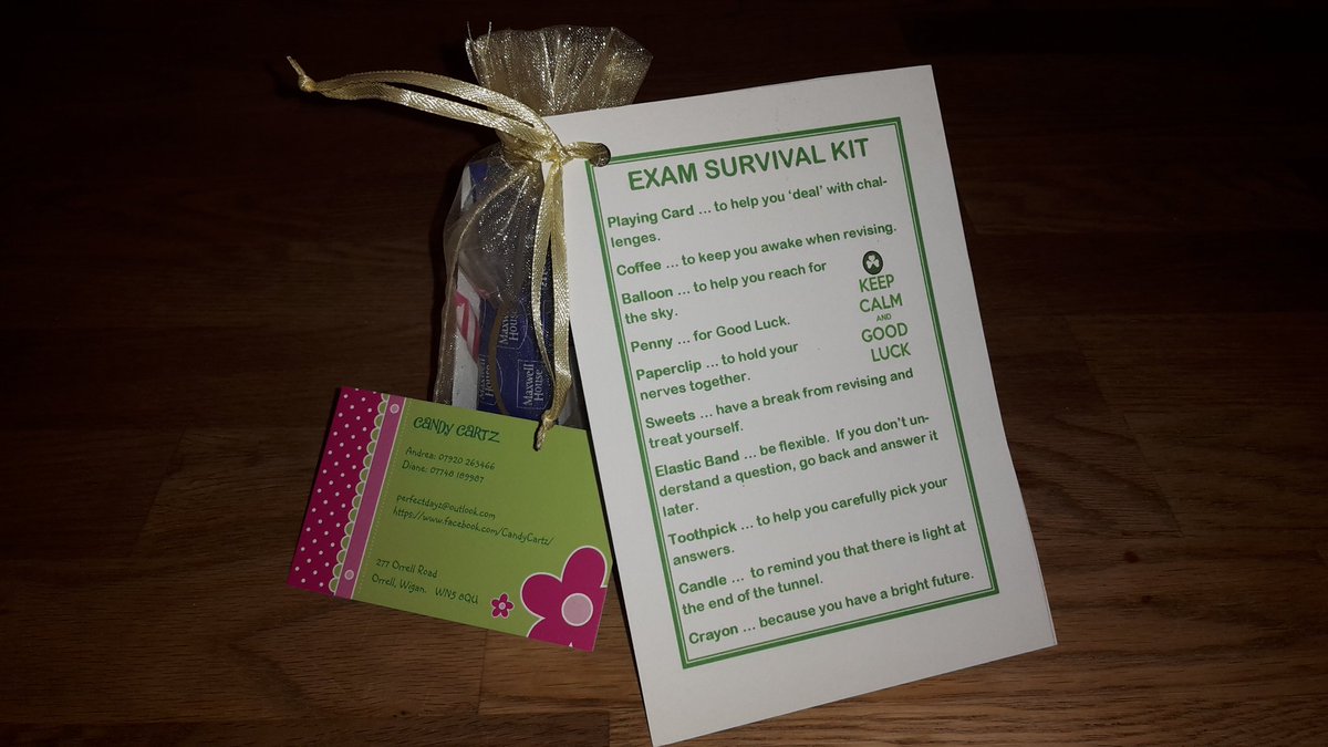 Exam Survival Kit just £2.00 EACH.
Please see our page Facebook.com/CandyCartz for more information 🍀#GoodLuck
