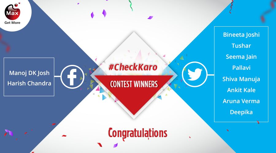 MaxGetMore's tweet photo. And here are the winners of the #CheckKaro #contest Hearty congrats to all & thank you for the active participation https://t.co/vIEv4Gz9kq