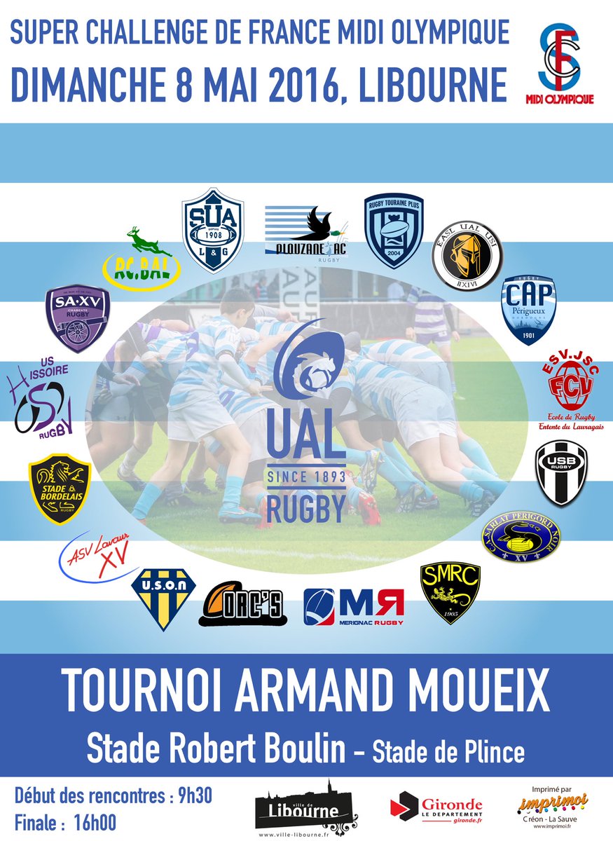 UAL Rugby (@ual_rugby) on Twitter photo Le tournoi Armand Moueix, étape du Super Challenge de France <a href="/midi_olympique/">Midi Olympique</a> c'est dimanche à @ville_libourne ! Le tournoi Armand Moueix, étape du Super Challenge de France <a href="/midi_olympique/">Midi Olympique</a> c'est dimanche à @ville_libourne !