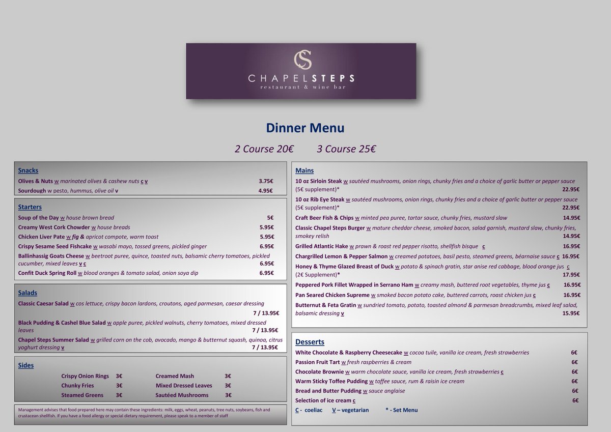 O Reilly Garages New Owners New Menus And New Opening Hours Chapelsteps