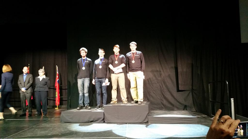 skillsontario's tweet photo. Congrats Mateusz, David, Avery, &amp; Theodor @humbercollege on medals &amp; @MagnaInt job offers! #OTSC2016 #mechatronics https://t.co/DPUOEBcvQ4