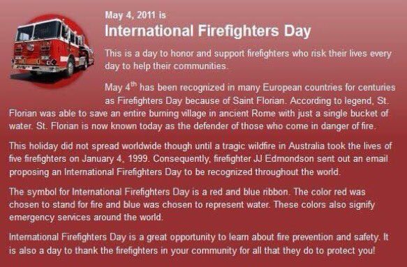 Never more important thn today, thinking of FF's on front lines in Fort McMurray and the explosive conditions.