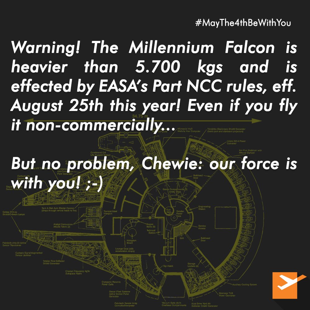 TRSAviation's tweet photo. #MayThe4thBeWithYou - Even when the Millennium Falcon is flown non-commercially... #PartNCC is Coming. ;-) https://t.co/PJ3Gc3vONa
