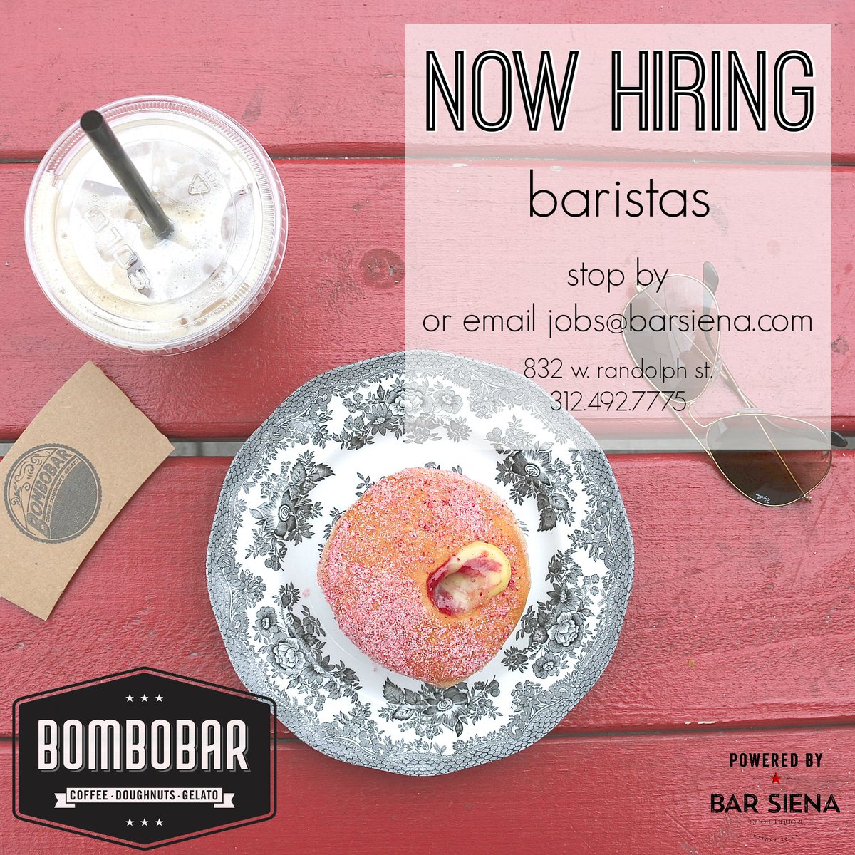 BomboBar's tweet image. WE'RE HIRING! We're looking for #BARISTAS to join our #BomboBar team at @BarSiena! #NowHiring #WestLoop #Chicago