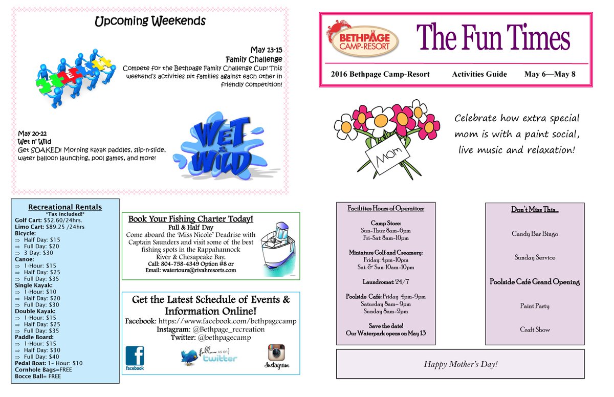 Bethpagecamp's tweet photo. A great Mother's Day weekend in store @Bethpagecamp!  Painting on a Wim with Kim, massages, live music &amp; activities! https://t.co/f8P475QfPz