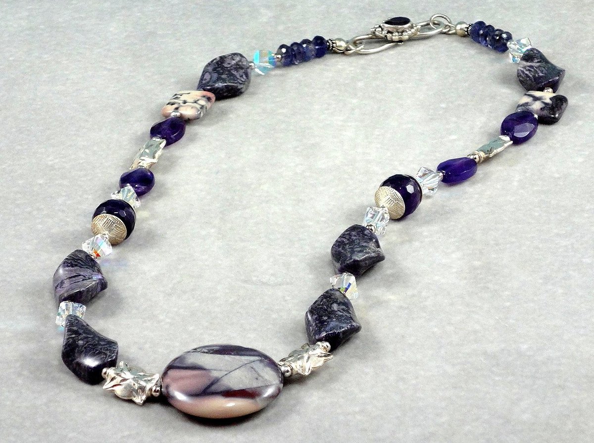 DesignedbyVal's tweet image. Porcelain Jasper Pendant with Purple Gemstone Necklace tuppu.net/96c0bfb6 #Jewelryonetsy #Shp