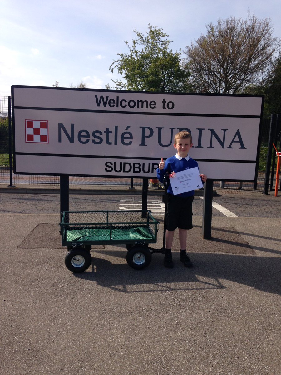 HeadLaurahead's tweet photo. A very happy Ethan with his litter picker cart donated from nestle purina  thank you  @Communitywarden  @SudburyTC https://t.co/fBOV2BYNXz