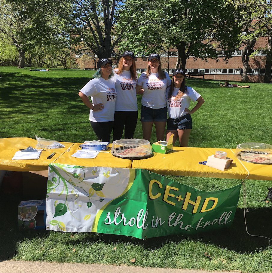 The #CEHD student board is out recruiting new members in the Knoll today! (Stop by for the free Erbs &amp; Gerbs)