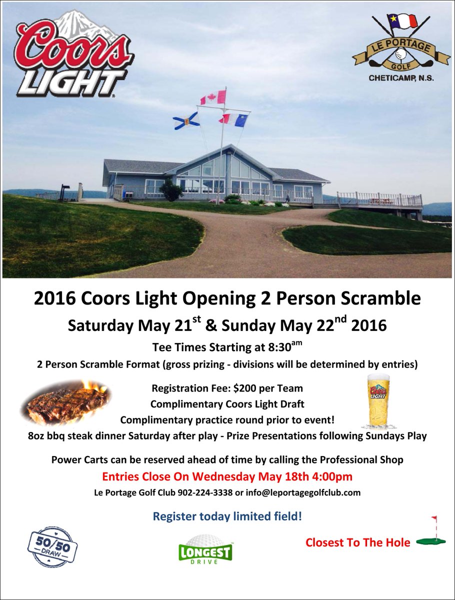 Coors Light 2 Person Scramble May 21st &amp; 22nd