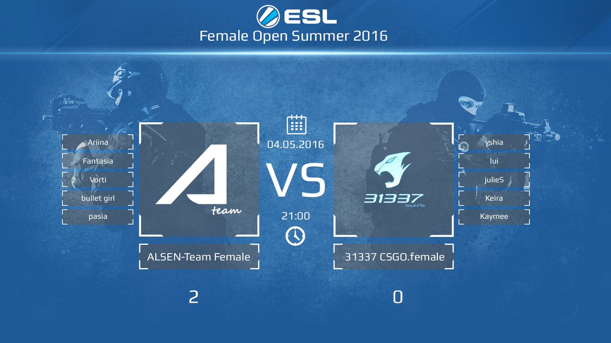 alsenteam's tweet photo. We had won 2:0 against 31337 in csgo female open summer 2016! https://t.co/fU0sNvlN14