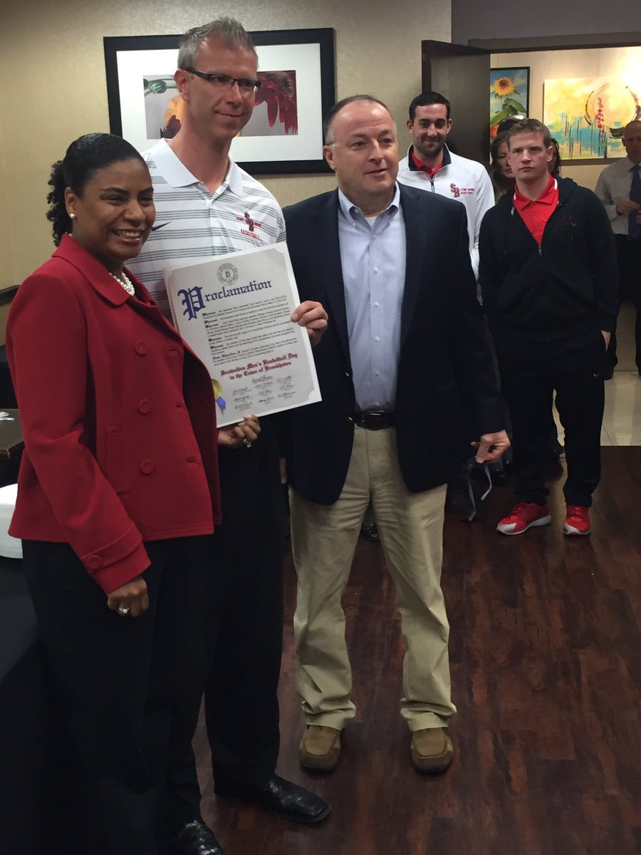 SBAthletics's tweet photo. The Town of Brookhaven presented the team with a proclamation declaring May 4th "Seawolves Men's Basketball Day"! 🏀 https://t.co/rZRSFVRmbK