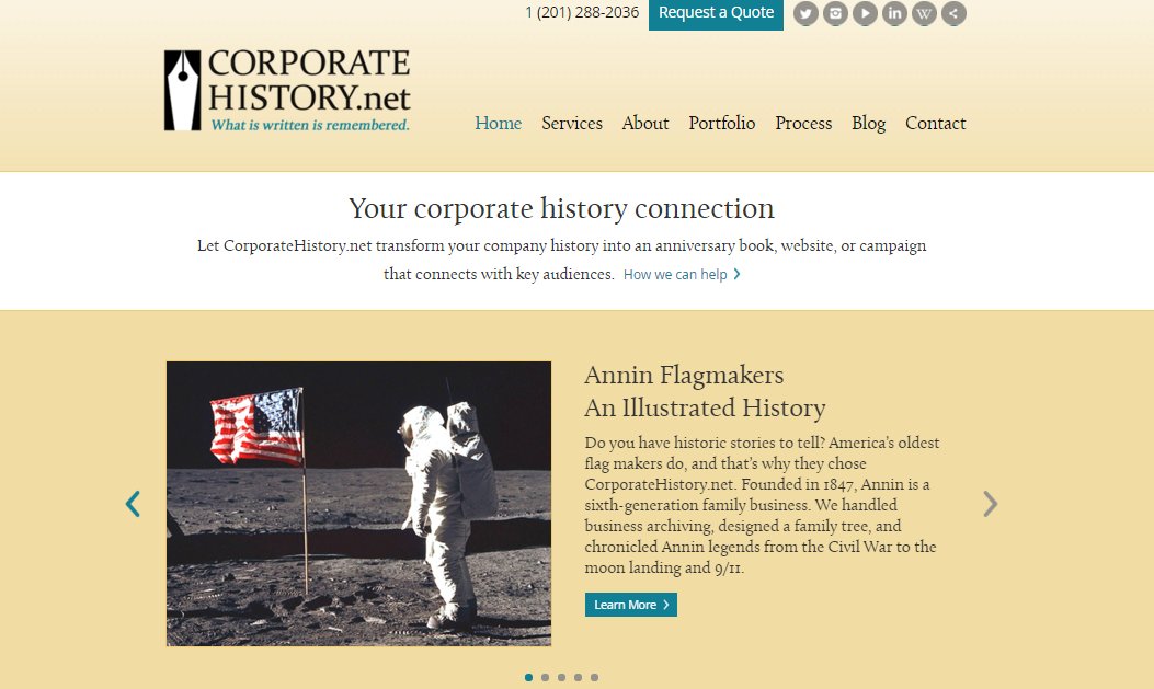 CorpHistory's tweet photo. Thrilled to win @GDUSAmagazine award for our website redesign by #cdevisionholyoke & #wordpress https://t.co/hmpvI6K67s