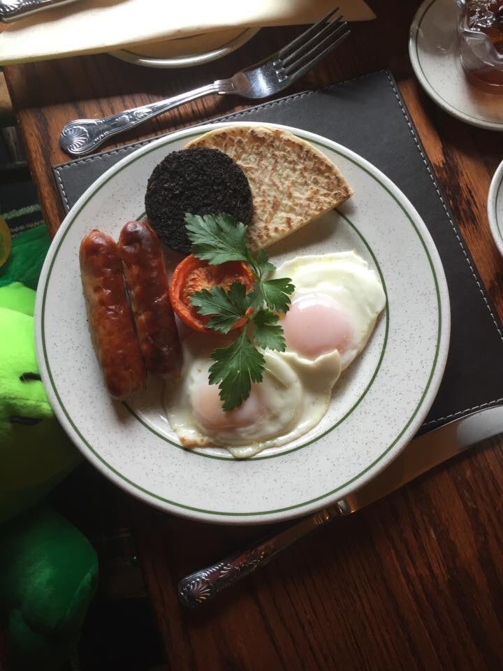 Check out Nessie tucking into a 'monster' breakfast today at the Loch Ness Lodge Hotel! Delicious!
