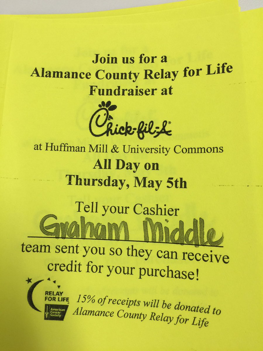 MrsHaynes14's tweet photo. @GMSfalcons If you eat at Chick Fil A tomorrow tell them you are with GMS! #gmsfalcons #relay16 https://t.co/YaPskGhYKc