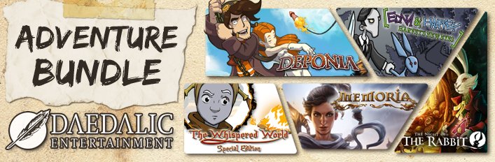 daedalic's tweet photo. Save 90% on #daedalic #adventurebundle @steam_games with #deponia, #memoria and more! https://t.co/4jGUluburS