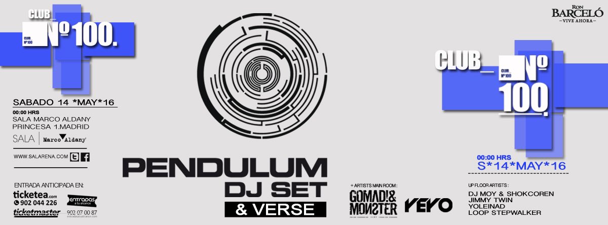 DjYeyo_oficial's tweet photo. #pendulum100 is coming...
Tickets at: https://t.co/zvwk7iEiQI https://t.co/c8v4mE7PgJ