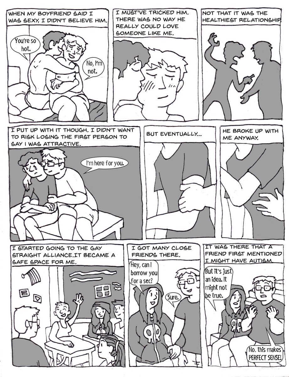 msladeart's tweet photo. A comic based on a friend's intersectional experiences. Not 100% true but mostly.
#comics #autism #lgbt #fatphobia https://t.co/utgNbPXvze
