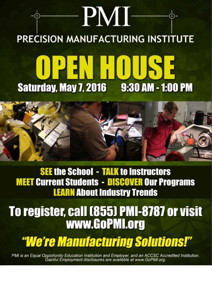 PMIschool's tweet photo. PMI's Spring Open House is this Saturday!  Register today at https://t.co/SrI9IrB4cb! #ManufacturingSolutions https://t.co/vPHCrq6Tq0
