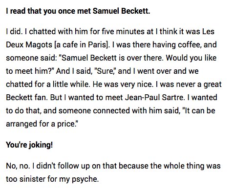 Pflax1's tweet photo. If you transcend Pygmalion creepiness of Woody Allen interview, some strange gems in there
https://t.co/mXNgfUlasd https://t.co/e2GIWFyPyw