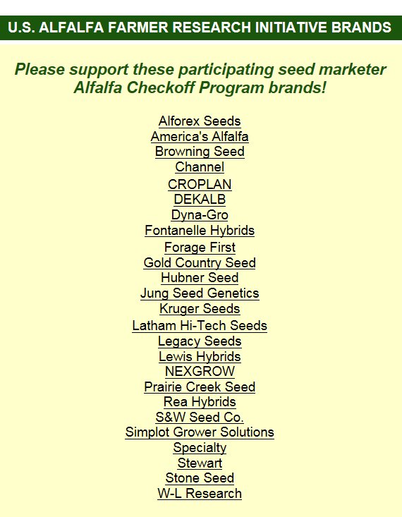 NAFANews's tweet photo. Is your fav alfalfa marketer on this #Alfalfa Checkoff list? If not, call NAFA (651.484.3888) to help marketer join: https://t.co/ODmL2smI1U