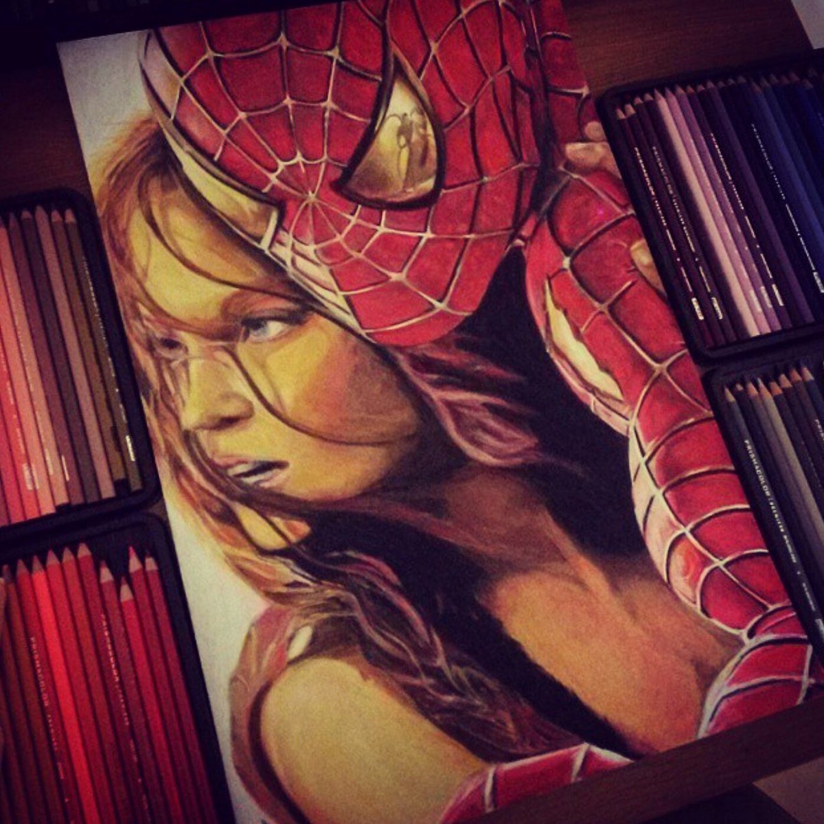everyonedrawing's tweet photo. who is your savior?#spiderman #marejane #face #drawing #marvel #movie #peterparker #hero #pencil #colors @Steved_art https://t.co/5xlkIzI3vd