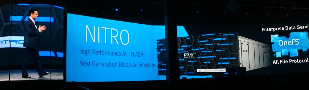 JaviBarIO's tweet photo. Unveiling of #ProjectNitro it's amazing!!  All flash #Isilon #EMCWORLD https://t.co/cyEkzvznM2