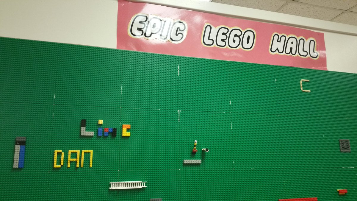 Playing with Christine's Lego Wall. #makerspace #lego #makered