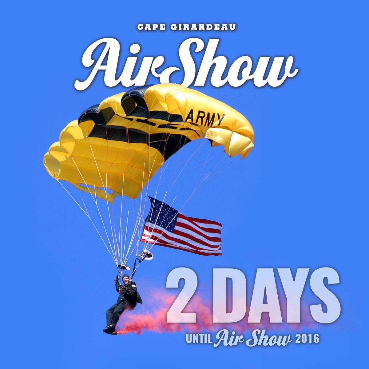 capeairshow's tweet photo. 2 MORE DAYS until the @ArmyGK visit #CapeGirardeau - Don't miss it! #capeairfestival https://t.co/Tni8SO67Bg
