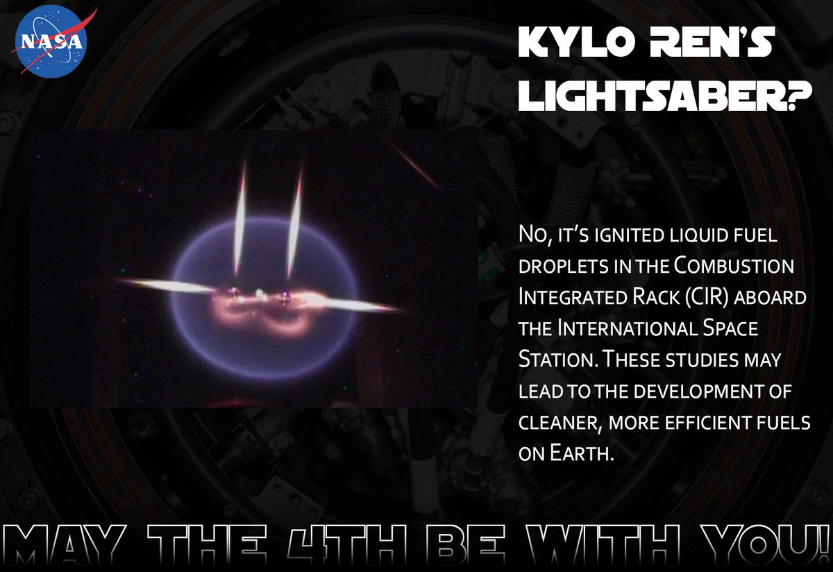 Kylo Ren's lightsaber? No. Watch the luminous flames of  <a href="/ISS_Research/">ISS_Research</a>. #MayThe4thBeWithYou youtu.be/BxxqCLxxY3M