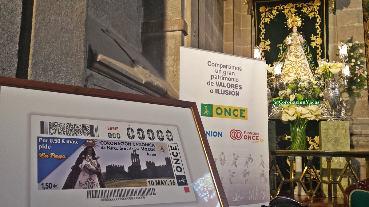 CoronacionVacas's tweet photo. El 10 de mayo el cupón de la ONCE tendrá como protagonista a la Virgen de las Vacas con motivo de su Coronación. https://t.co/bnuCSxNDk4