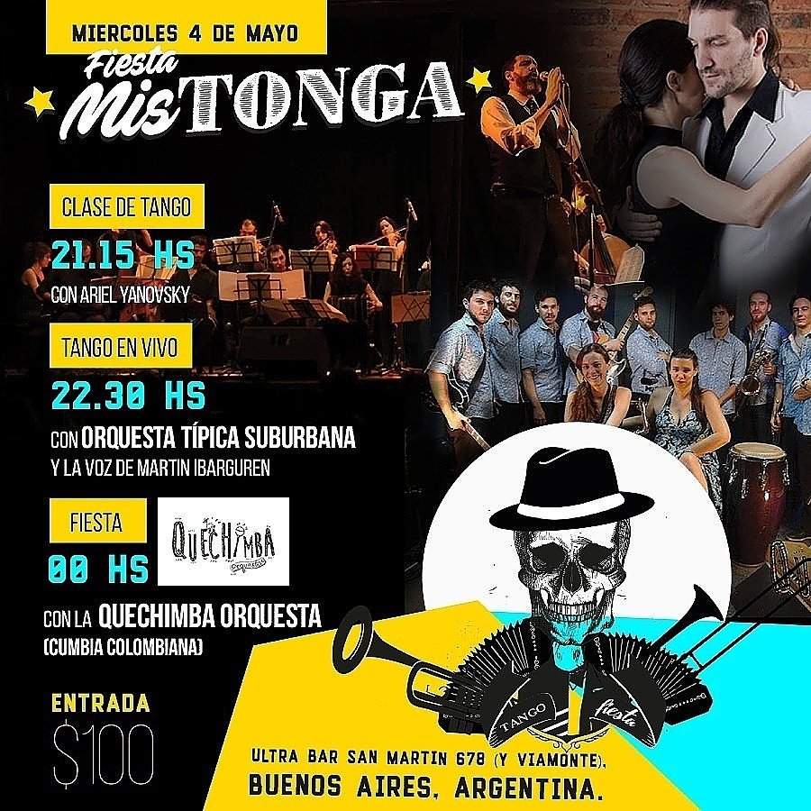 FiestaMistonga's tweet image. Hoy miércoles de tango y cumbia colombiana! Clase de baile, Orquestas en vivo y fiesta! #FiestaMistonga