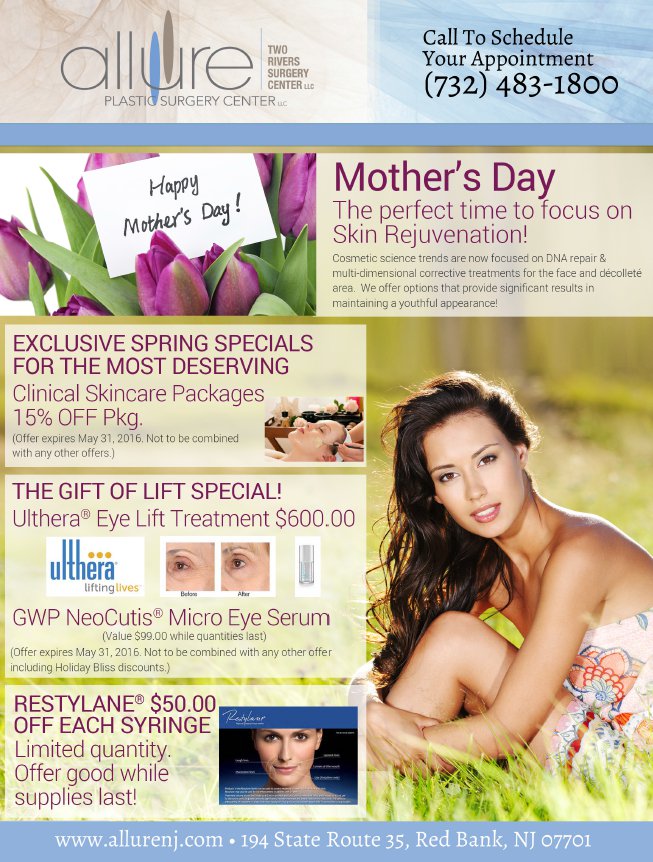 AllurePlastic's tweet photo. Exclusive Spring Specials! Call 732-483-1800 to schedule your appointment or visit us at https://t.co/xYMhniKecE! https://t.co/9nFkdyeEA6