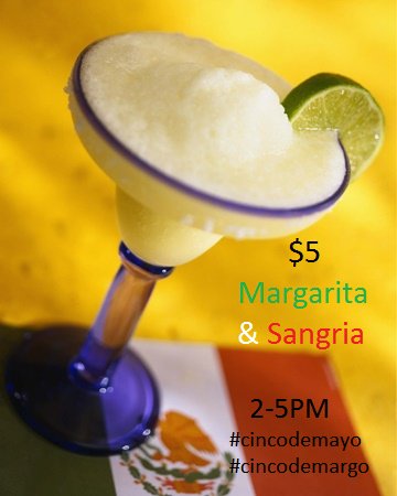 EstrellitaRes's tweet photo. Come celebrate Cinco de Mayo with us. #happyhour from 2PM to 5PM #cincodemayo #cincodemargo https://t.co/t5UKYNqSaw