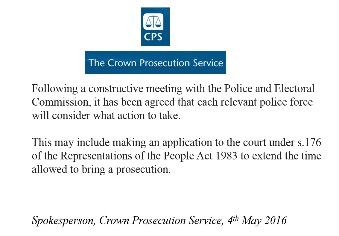 The CPS have, tonight, cleared the way for each Police Force to consider prosecuting 26 Tory MPs for Electoral Fraud