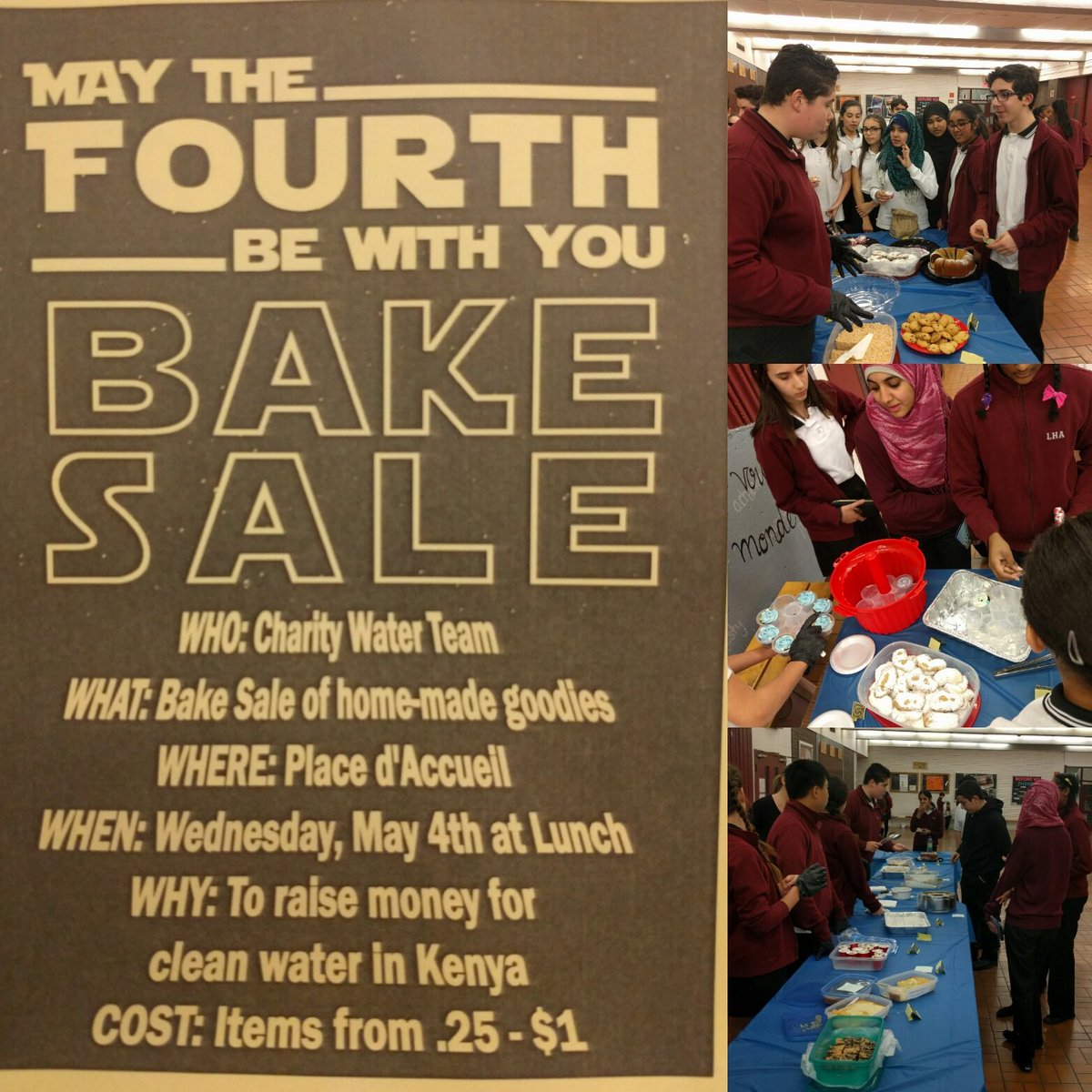 #MayThe4thBeWithYou Bake Sale raised $329 for clean water in Kenya! <a href="/LHAJRCOUNCIL/">LHAJR StudentCouncil</a> <a href="/lhaemsb/">LaurenHill Academy</a> #scaemsb <a href="/EnglishMTL/">English Montreal School Board</a>