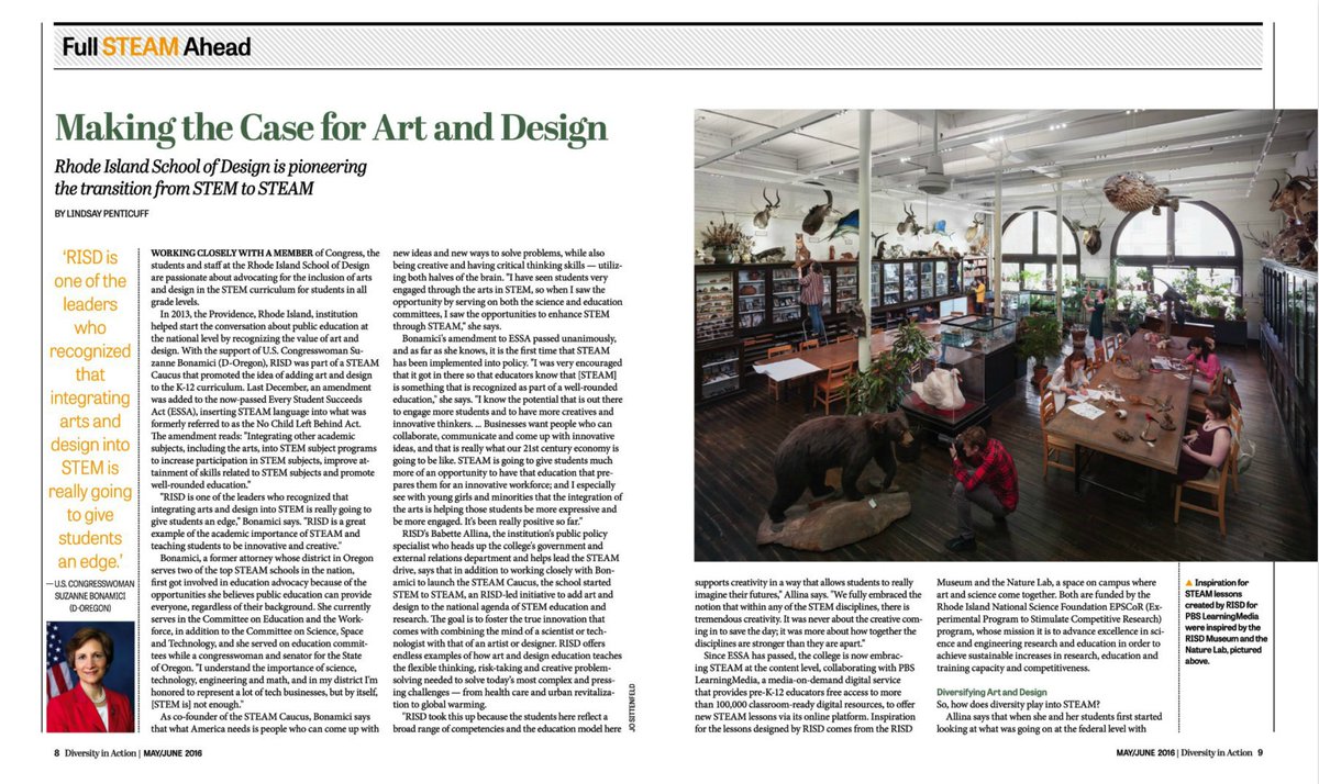 In new issue of @DivInAction magazine, <a href="/risdsteam/">risdSTEAM</a> helps make the case for art and design peas.es/1SZ6udM