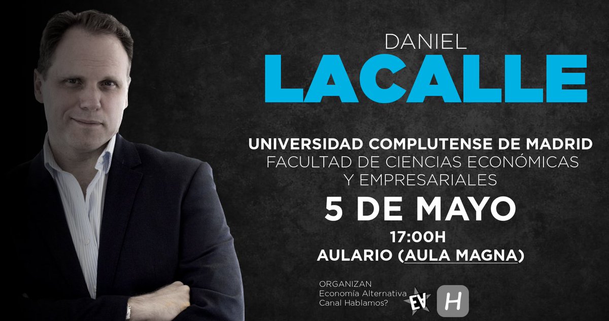 Economia_EA's tweet photo. Recordad! Mañana a las 17 @dlacalle @carlossmato debaten sobre economía madrileña y española. Venís? #LacalleVsMato https://t.co/3aneOPHJFS