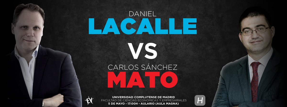 Economia_EA's tweet photo. Recordad! Mañana a las 17 @dlacalle @carlossmato debaten sobre economía madrileña y española. Venís? #LacalleVsMato https://t.co/3aneOPHJFS