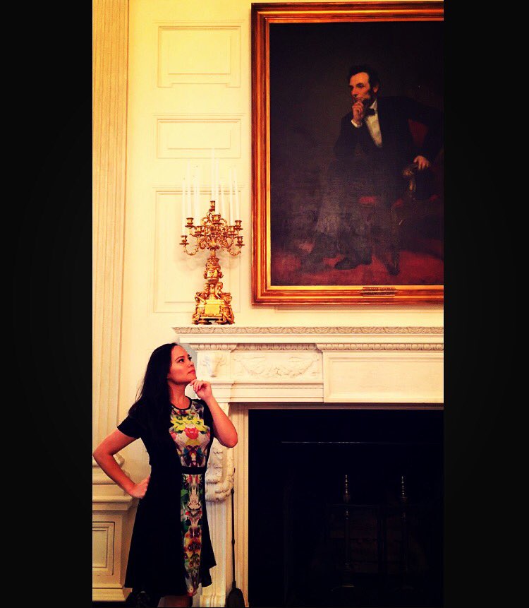 LanaMcKissack's tweet photo. Staring contest with Honest Abe. #myaapistory #WhiteHouseAAPI #APAHM https://t.co/xjXxADzv6B