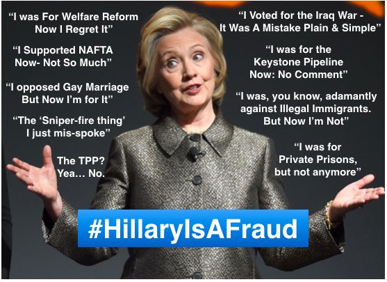 luis5x1's tweet photo. We don't want #CrookedHillary #WhichHillary #HistoryByHillary
We want integrity: #BridgeToBernie
#DropOutHillary https://t.co/rg3FgocmLt