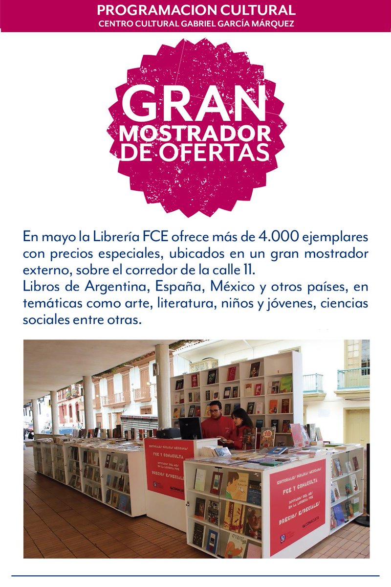 FCEColombia's tweet photo. ¡Gran mostrador de ofertas en mayo! Precios especiales en libros de la #LibreríaFCE ¡Visítenos! #LeoAFondo https://t.co/Z99aaJ4UV7