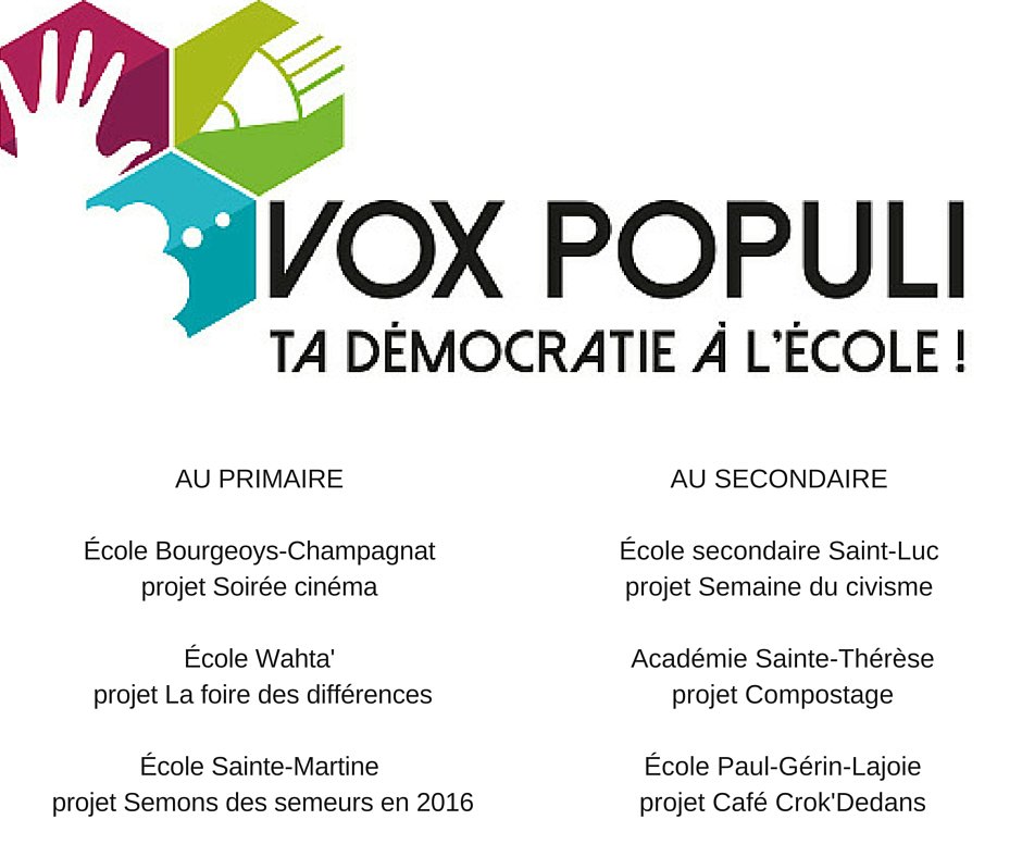 Activité récompense Vox Populi: Félicitations aux écoles retenues &amp; aux écoles participantes!  via <a href="/ZEDemocratie/">Zone Éduc Démocratie</a>