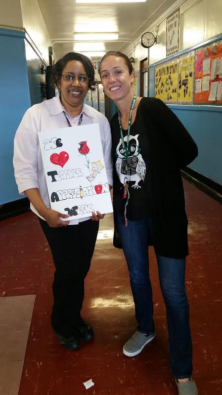 UFT's tweet photo. Ms. Moses and Ms. Fischer #CelebrateSchools at KAPPA IV in Harlem @UFT_MBO https://t.co/t65BtKuUM2